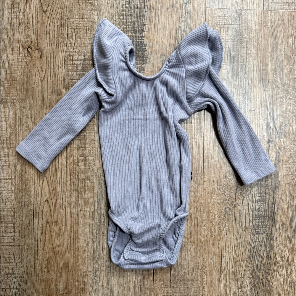 Kyte Baby Ribbed Long Sleeve Ruffle Leotard Onsie Bodysuit